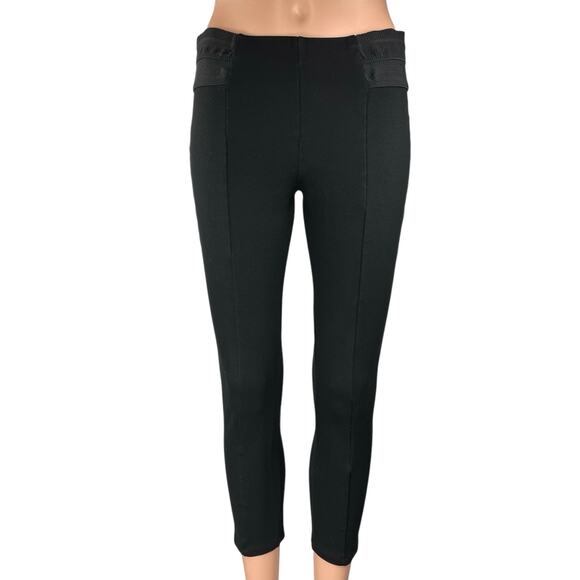 Zara Women's Black Mid Rise Skinny Stretch Trousers Leggings Ankle Pants Size L - Picture 1 of 4